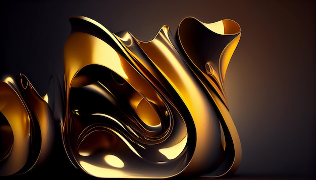 Artistic gold illustration with 3d shape