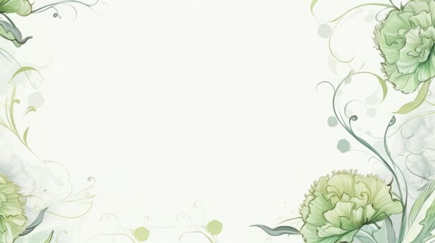 Photo artistic green floral illustration on white