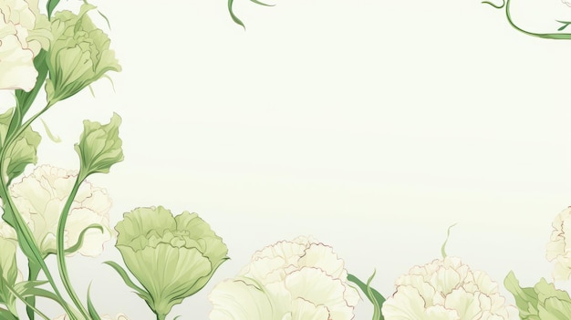 Artistic Green Floral Illustration on White