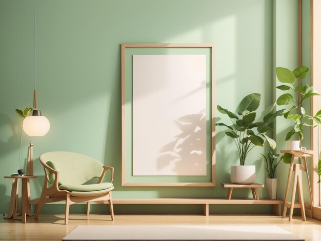 Artistic Homestead Poster Mockup with Wooden Frame in Home Interior