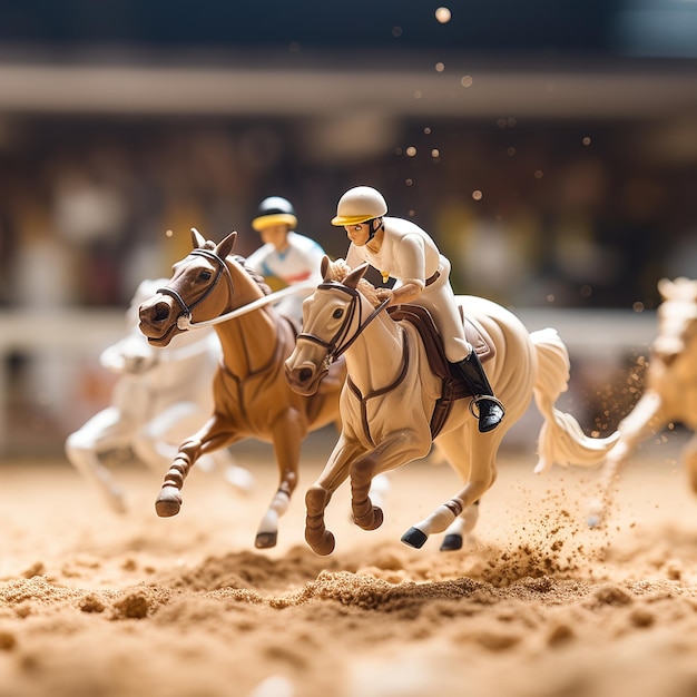 Artistic Horses Running in a Group on a Racetrack