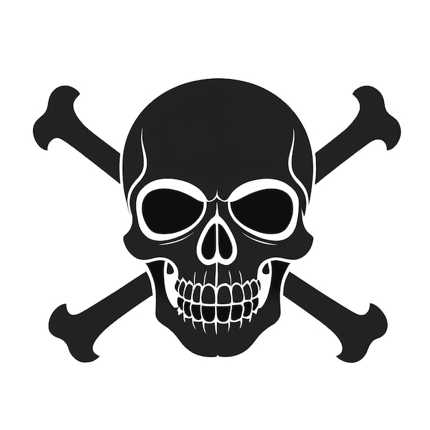 Photo artistic illustration of black skull and crossbones icon