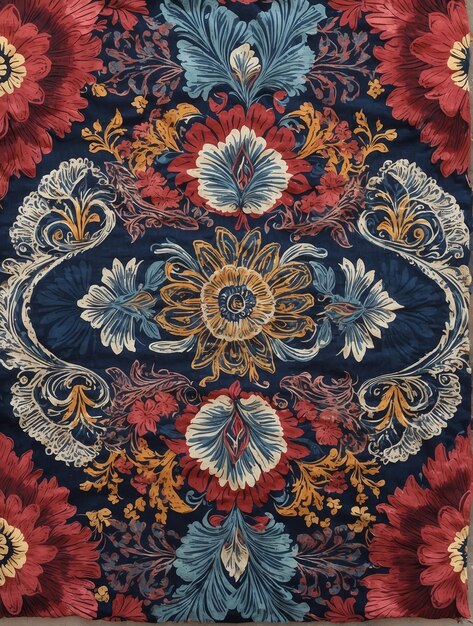 Photo artistic illustration of floral ornamentation on fabric