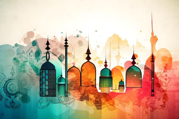 artistic illustration or ramadan and eid al fitr