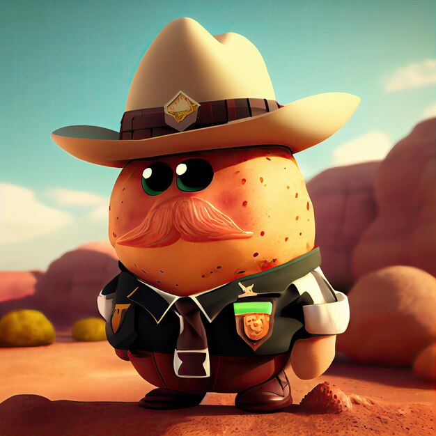 Artistic illustration of a sheriff potato Generative AI