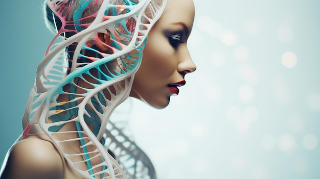 Photo artistic image of dna woman medical scientific art concept