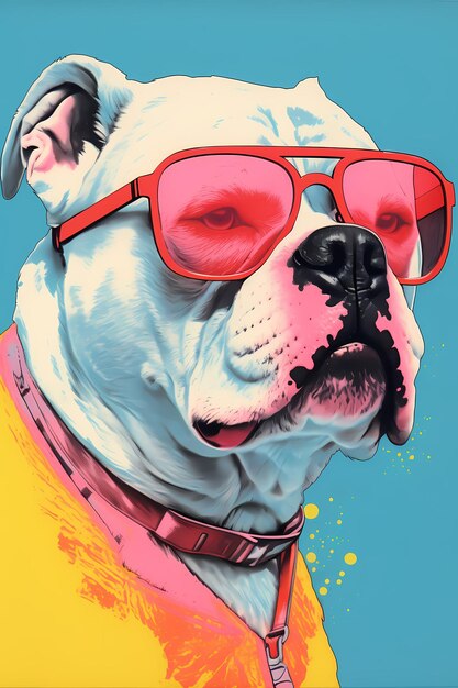 Foto immagine artistica di un cane poster colorato e moderno