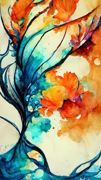 Artistic ink painting colors splash watercolor background 3d\
illustration