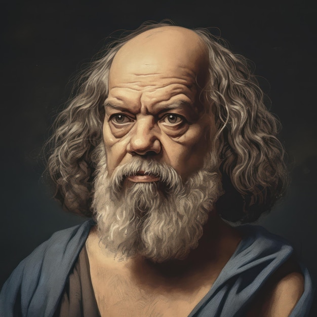 고대 그리스의 저명한 철학자 소크라테스의 초상을 예술적으로 해석