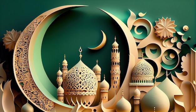 Artistic islamic ramadan kareem illustration background