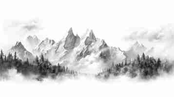 Photo artistic mountain portrayals ai image generated on white background