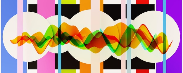 Художественный многоцветный фон с геометрическими фигурами и волнами чернил для веб-заголовка и баннера