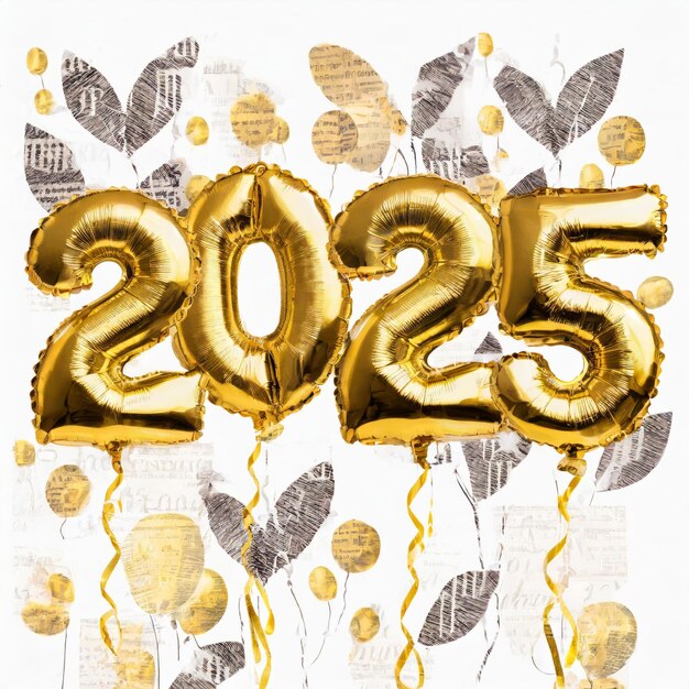 Premium Photo Artistic New Year 2025 celebration with golden foil
