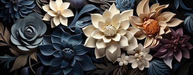 Artistic Paper Craft Flowers in Elegant Botanical Arrangement
