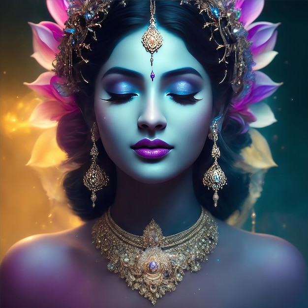 Artistic photography of mahalaxmi goddess generative AI