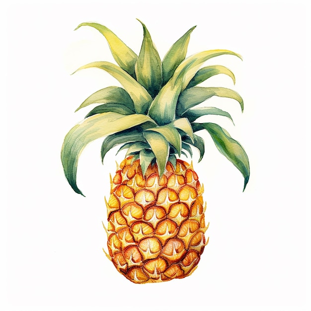 Artistic Pineapple Watercolor Painting with a Touch of Whimsy