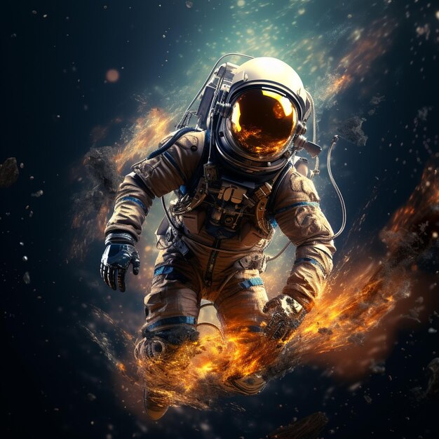 Artistic and playful image of an astronaut