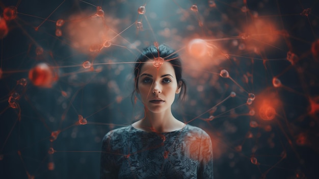 Artistic portrait of thought connectivity in neural network connections