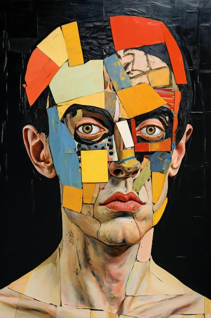 Artistic portrait of a young man with painted face Contemporary art