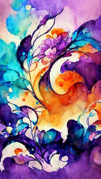 Artistic purple colors splash watercolor background 3d\
illustration