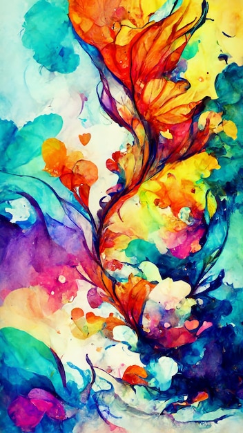 Artistic rainbow colors splash watercolor background bright 3d\
illustration