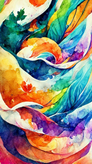 Artistic rainbow colors splash watercolor background Bright 3D illustration