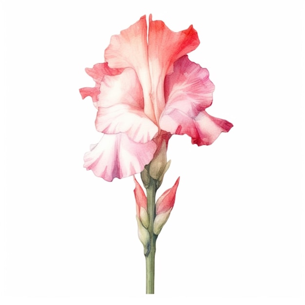 Artistic rendition of a gladiolus bloom in watercolor