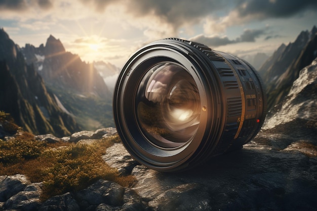 Artistic representation of a camera lens Generative ai