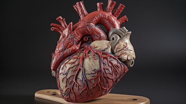 Photo artistic representation of the heart's anatomy including blood and veins created with generative ai