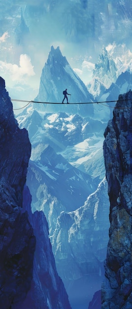 Photo an artistic representation of risk management with a tightrope walker