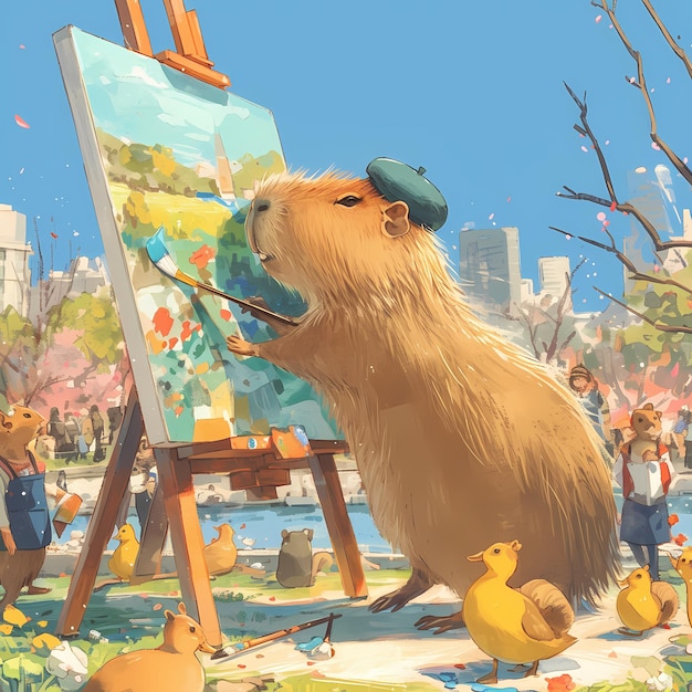 Artistic Rodent Inspirational Animal Painting Scene