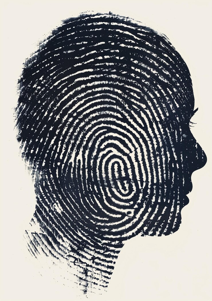 Artistic Silhouette of Human Head Made of Finger