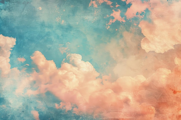 художественное мягкое облако и небо с текстурой грандж-бумаги