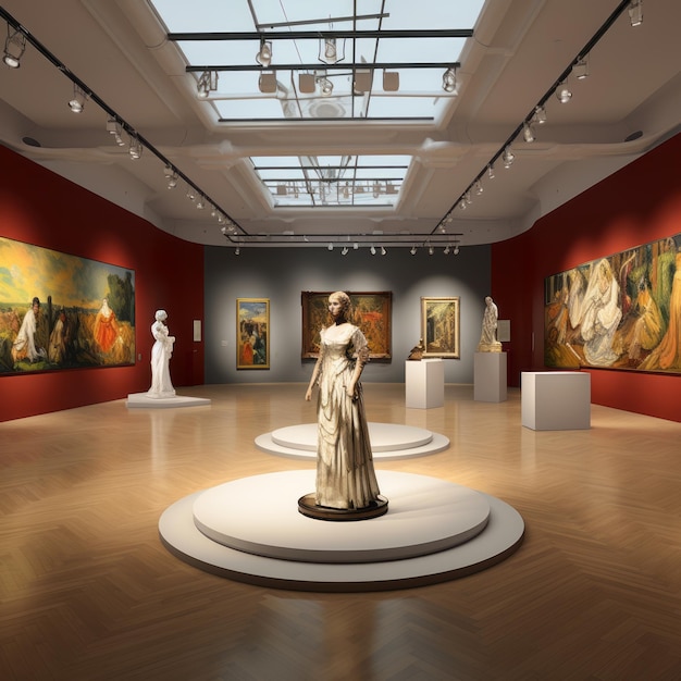 Photo artistic splendor a room filled with james pradierinspired paintings and sculptures