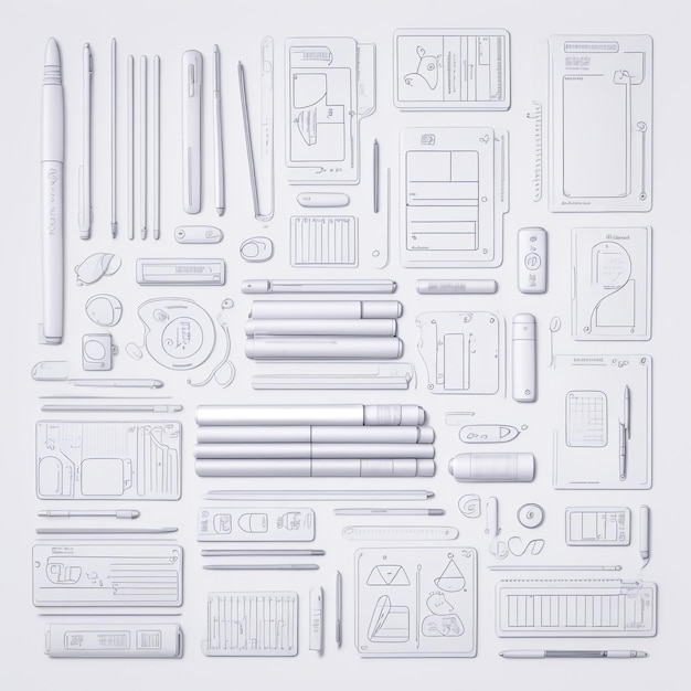 Artistic Stationery Illustration with Drawing Supplies and Desig