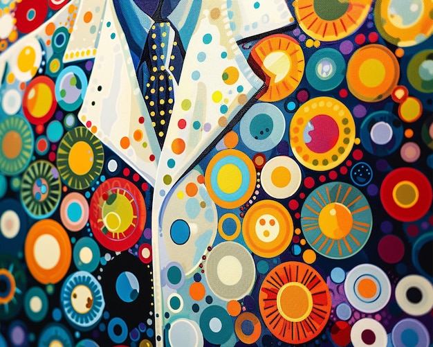 Artistic Suit with Vibrant Circle Patterns