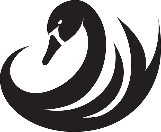 芸術的な白鳥のバッジ ライン アートの鳥のロゴ