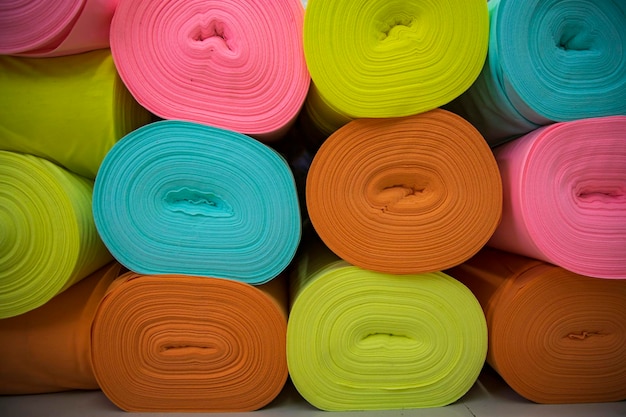 Художественное разнообразие оттенков тоновых цветов Текстиль Ткани Рулоны сложенные узор текстуры