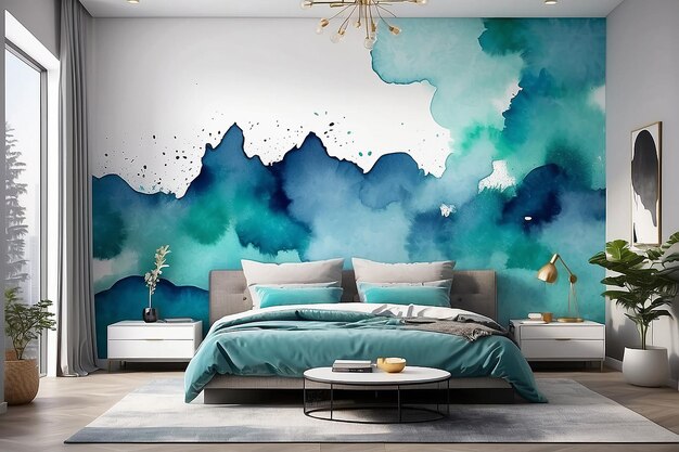 Artistic Watercolor Accent Wall