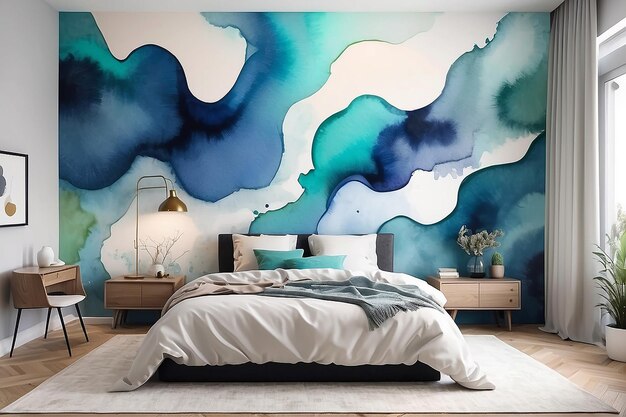 Artistic Watercolor Accent Wall