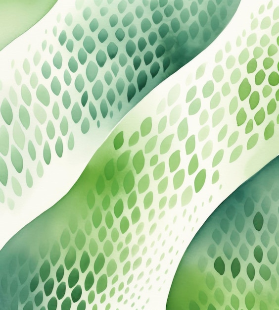 Фото Художественные акварельные рисунки с зеленым цветом темы фона в стиле пунктирных нескольких жирных линий игривой формы