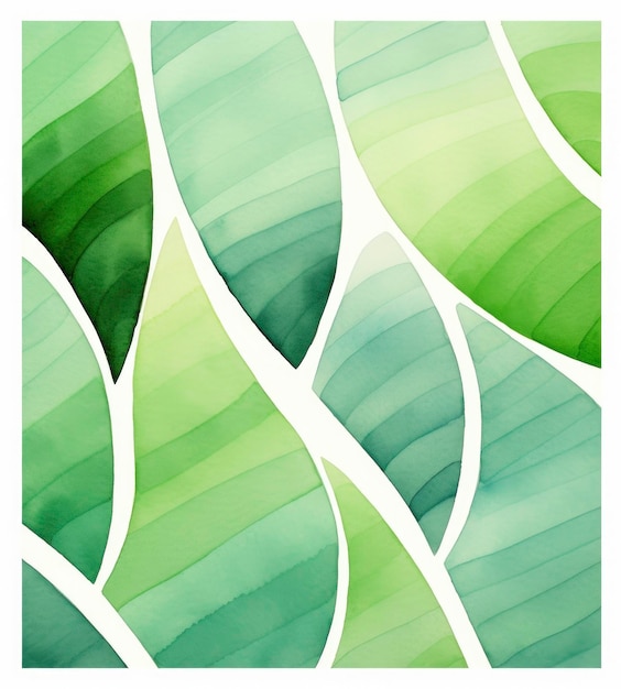 Фото Художественные акварельные рисунки с зеленым цветом темы фона в стиле пунктирных нескольких жирных линий игривой формы