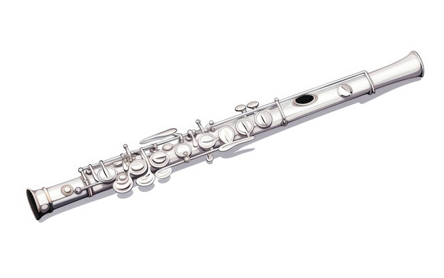 写真 白い背景 に 描か れ た 芸術 的 な 木製 の 笛