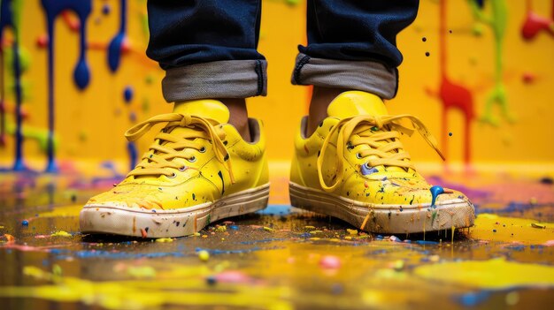 Artistic yellow shoes