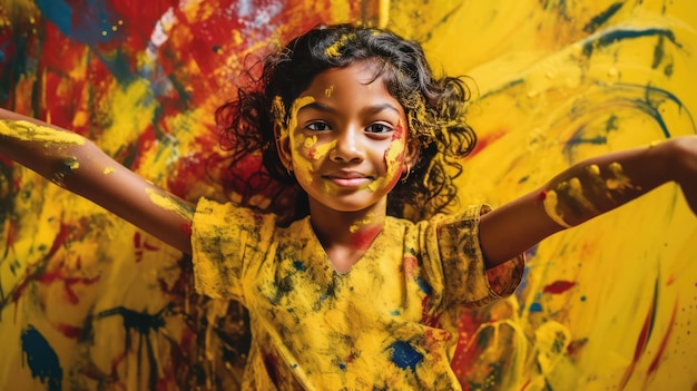 Artistic young girl with paint on her face