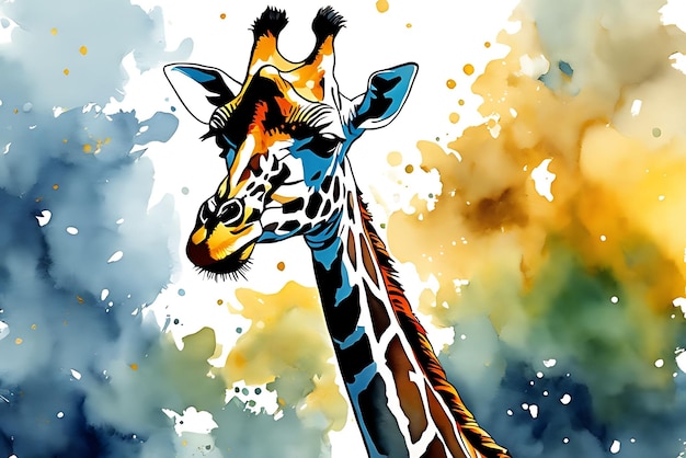 Artistiek werk in aquarelstijl Printbare posterkwaliteit Giraffe