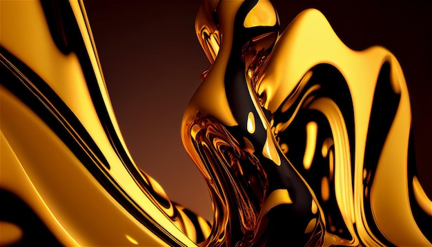 Artistieke gouden illustratie met 3D-vorm