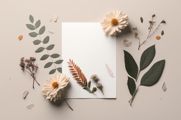 Artistieke mockup met prachtige bloemen Illustratie AI generatief