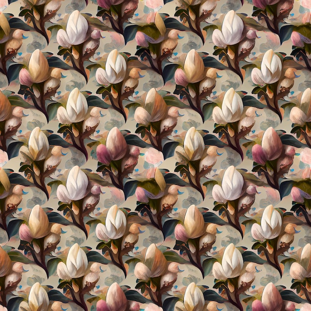 Artistieke naadloze illustratie schilderij magnolia's