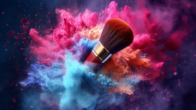 Artistry in beauty a palette of makeup brushes cosmetic elegance and vibrant powders